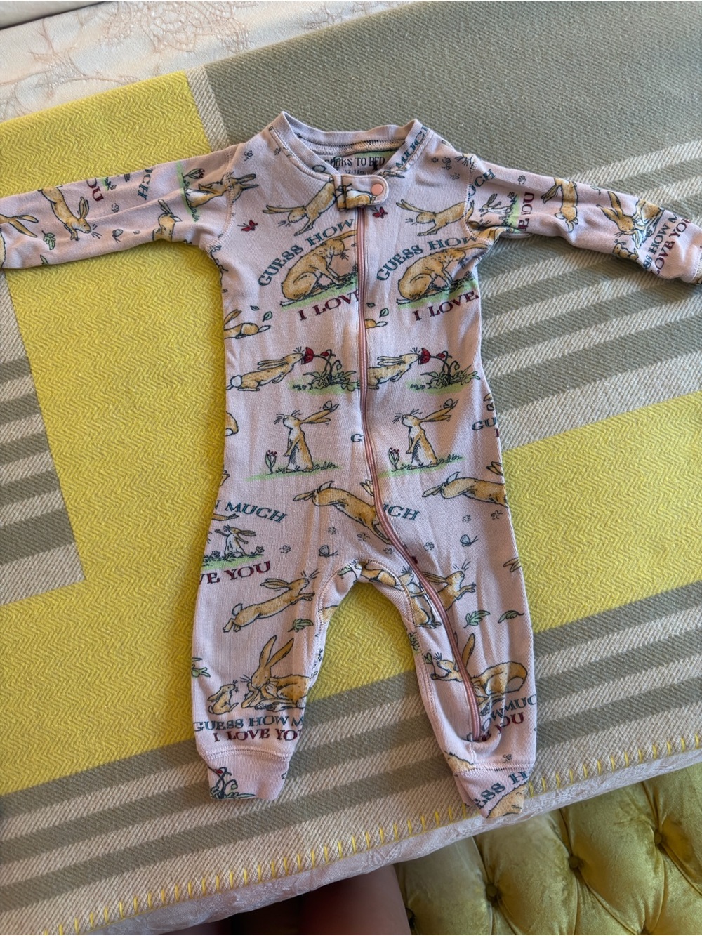 Book Pale Pink Bunny Zip Front Footie Pajamas